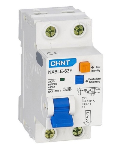 NXBLE-63Y (R) 1п+N C 6А 30мА электронный тип AC 4.5кА CHINT (105540). Автоматический выключатель дифференциального тока. CHINT в Керчи