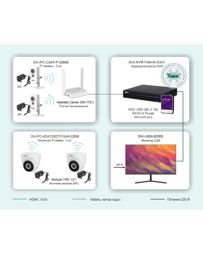 ТСН-029. Беспроводная система видеонаблюдения на основе IP-камер Dahua с использованием Wi-Fi технологии. Dahua в Керчи