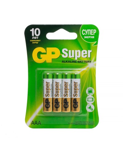 GP Super Alkaline 24A AAA (GP 24A-2CR4), упак. 4 шт. БЛИСТЕР. Алкалиновые батарейки. GP Batteries в Керчи