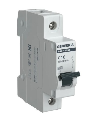 GENERICA ВА47-29М 1P C 16А 4,5кА (MVA21-1-016-C-G). Автоматический выключатель. IEK в Керчи