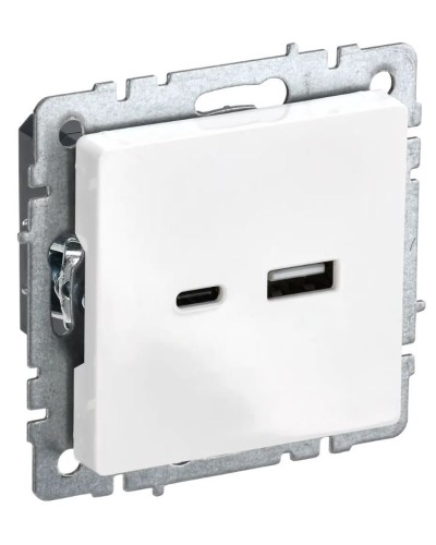 Розетка USB A+C 18Вт РЮ11-1-БрБ белый BRITE (BR-U22-018-K01). Розетка USB. IEK в Керчи