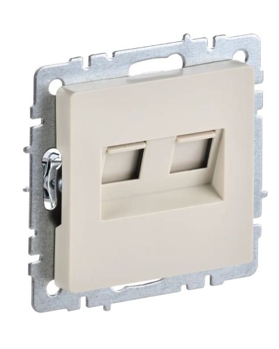 Розетка RJ45 РК10-2-БрКр кат.5E, бежевый BRITE (BR-K20-1-K10). Розетка компьютерная двойная. IEK в Керчи