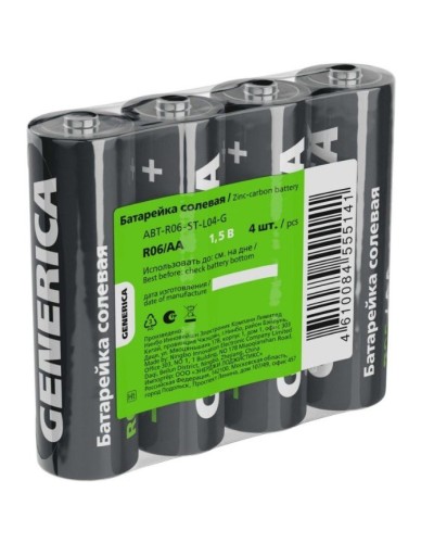 Батарейка солевая R06/AA GENERICA (4 шт) (ABT-R06-ST-L04-G). Батарейка солевая. IEK в Керчи