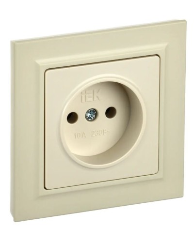 Розетка без з/к в сборе РСР10-1-0-БрКр бежевый BRITE (BR-R10-10-K10-F). Розетка без заземления без защитных шторок. IEK в Керчи