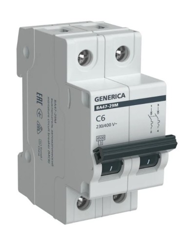 GENERICA ВА47-29М 2P C 6А 4,5кА (MVA21-2-006-C-G). Автоматический выключатель. IEK в Керчи