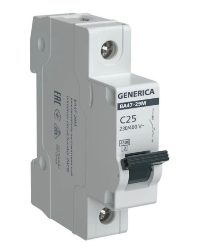 GENERICA ВА47-29М 1P C 25А 4,5кА (MVA21-1-025-C-G). Автоматический выключатель. IEK в Керчи
