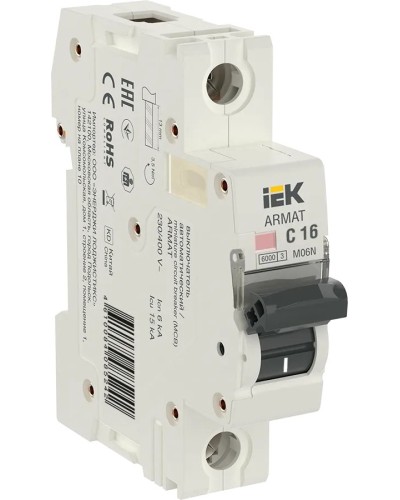 M06N 1P C 16А 6кА ARMAT (AR-M06N-1-C016). Автоматический выключатель. IEK в Керчи