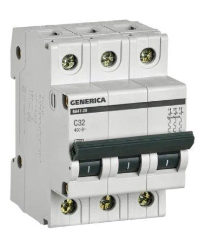 GENERICA ВА47-29 3P C 32А 4,5кА (MVA25-3-032-C). Автоматический выключатель. IEK в Керчи