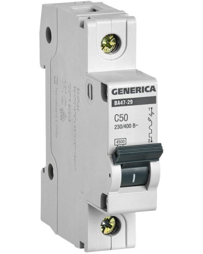 GENERICA ВА47-29 1P C 50А 4,5кА (MVA25-1-050-C). Автоматический выключатель. IEK в Керчи