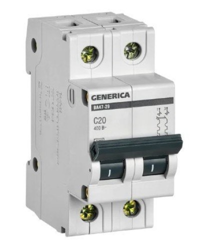 GENERICA ВА47-29 2P C 20А 4,5кА (MVA25-2-020-C). Автоматический выключатель. IEK в Керчи