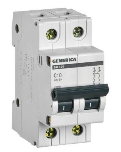 GENERICA ВА47-29 2P C 10А 4,5кА (MVA25-2-010-C). Автоматический выключатель. IEK в Керчи