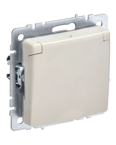 Розетка с з/к РСбш10-3-44-БрКр бежевый BRITE (BR-R16-16-44-K10). Розетка с заземлением с защитными шторками и крышкой. IEK в Керчи