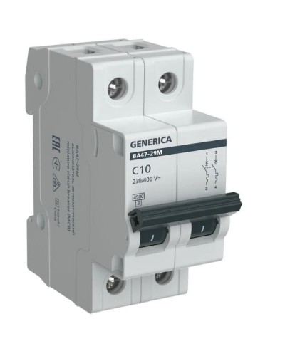 GENERICA ВА47-29М 2P C 10А 4,5кА (MVA21-2-010-C-G). Автоматический выключатель. IEK в Керчи