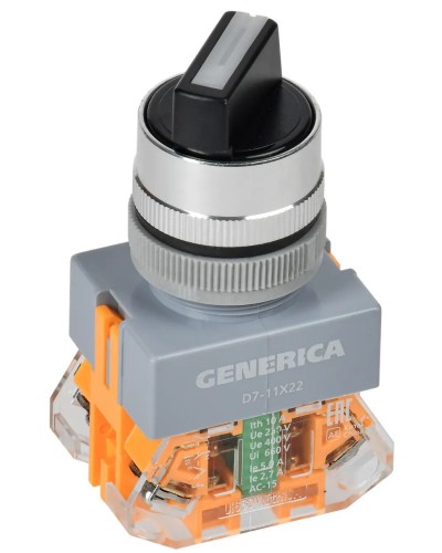 Переключатель D7-11X22 на 2 положения черный GENERICA (BSW50-11X22-3-22-2-K02-G). Переключатель с самовозвратом. IEK в Керчи