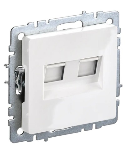 Розетка RJ45 РК10-2-БрБ кат.5E, белая BRITE (BR-K20-1-K01). Розетка компьютерная двойная. IEK в Керчи