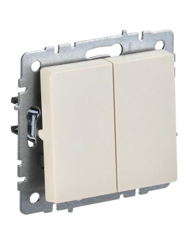 Выключатель 2-клавишный проходной ВС10-2-6-БрКр бежевый BRITE (BR-V22-0-10-K10). Выключатель. IEK в Керчи