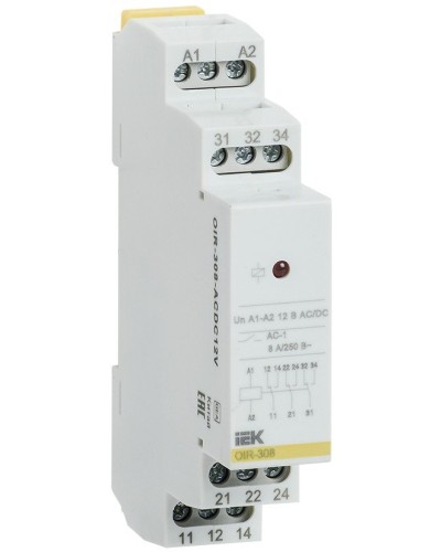 Реле промежуточное модульное OIR 3 контакта 8А 230В AC (OIR-308-AC230V). Реле промежуточное модульное. IEK в Керчи