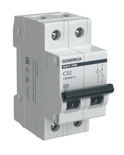 GENERICA ВА47-29М 2P C 32А 4,5кА (MVA21-2-032-C-G). Автоматический выключатель. IEK в Керчи