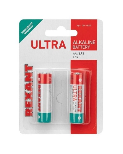 Ультра алкалиновая батарейка AA/LR6 1,5 V 2 шт. блистер REXANT (30-1025). Элемент питания. Rexant в Керчи