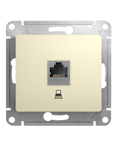 Glossa розетка RJ45 1-местная, кат. 5Е, скрытой установки, механизм, бежевый (GSL000281K). Розетка компьютерная. Systeme Electric в Керчи