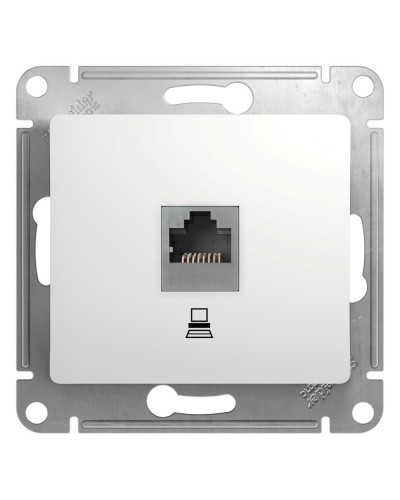 Glossa розетка RJ45 1-местная, кат. 5Е, скрытой установки, механизм, белый (GSL000181K). Розетка компьютерная. Systeme Electric в Керчи