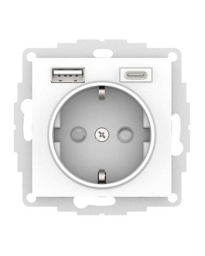 AtlasDesign розетка 1-местная с 2 USB A+C, скрытой установки, механизм, белый (ATN000132). Розетка с USB. Systeme Electric в Керчи
