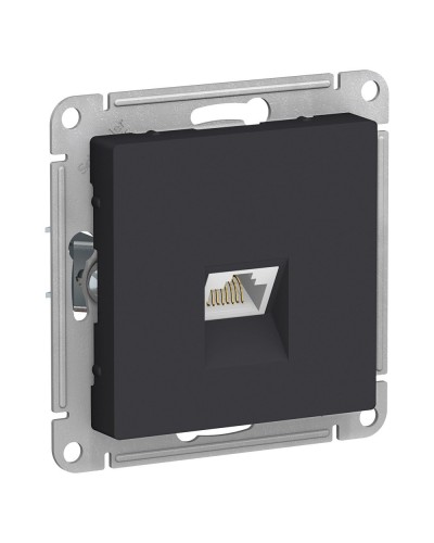 AtlasDesign розетка RJ45, кат. 5Е, 1-местная, скрытой установки, механизм, карбон (ATN001083). Розетка компьютерная. Systeme Electric в Керчи