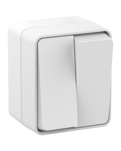 AtlasDesign PROFI54 выключатель 2-клавишный, открытой установки, белый (ATN540151). Выключатель. Systeme Electric в Керчи