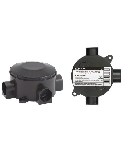 Распаячная коробка ОП D80х35мм, IP42, 3-х рожковая, черная TDM (SQ1401-4054). Распаячная коробка ОП. TDM ЕLECTRIC в Керчи