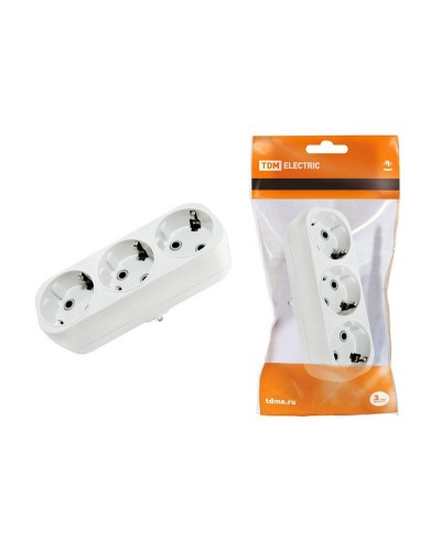 Блок на 3 гнезда 2П+З плоский 16А 250B TDM (SQ1806-0033). Розетка. TDM ЕLECTRIC в Керчи