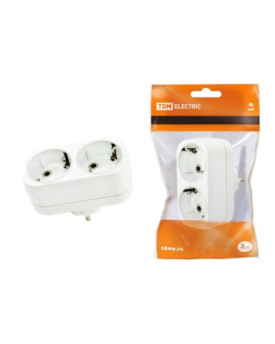Блок на 2 гнезда 2П+З плоский 16А 250B TDM (SQ1806-0026). Розетка. TDM ЕLECTRIC в Керчи