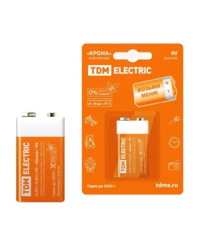 6LR61 Крона 9V BP-1 TDM (SQ1702-0013). Элемент питания. TDM ЕLECTRIC в Керчи