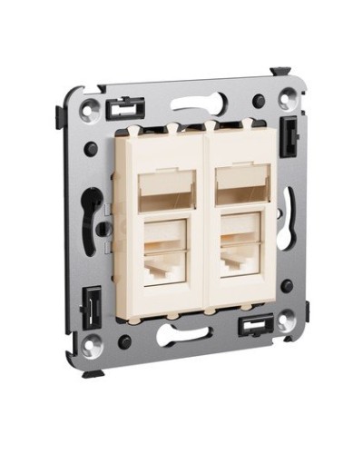 Розетка RJ-45 Avanti в стену двойная экранированная ванильная дымка (4405364). Розетка. ДКС в Керчи