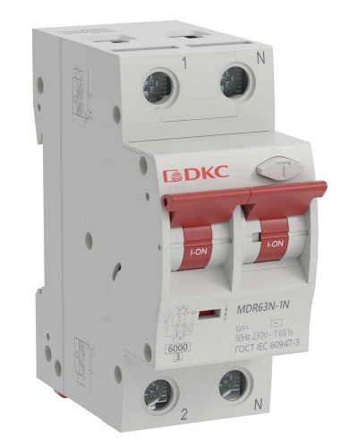 YON max MDR, 1P+N, 30mA, 63A, 6kA, А (MDR63N-1N2C63-A). Автоматический выключатель дифференциального тока. ДКС в Керчи
