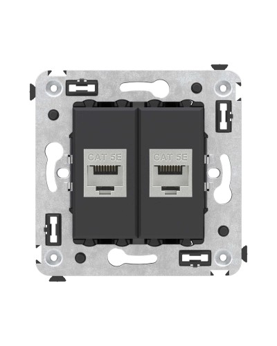 Розетка RJ-45 в стену, кат.6E, Avanti, двойная, черная матовая (4412764). Розетка компьютерная. ДКС в Керчи