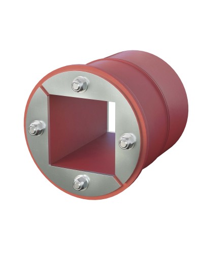 Проходка круглая, нержавеющая, D125х70 мм с проемом 80х80 мм (DXF3124): Проходка круглая, нержавеющая, с проёмом в Керчи